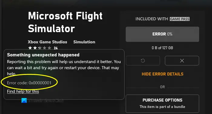 How to fix Game Pass Error 0x00000001 Can't install games.
