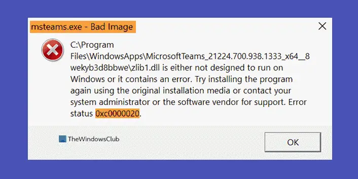 MS Teams Bad Image Error