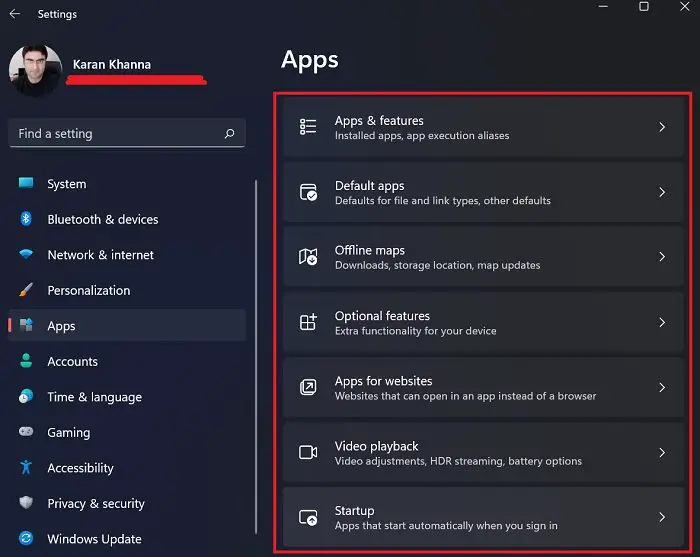 Windows 11 App Settings