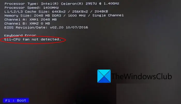 Fix 511 CPU Fan detected error During Boot