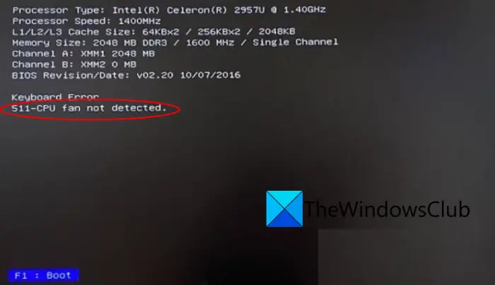 511 CPU Fan not detected error