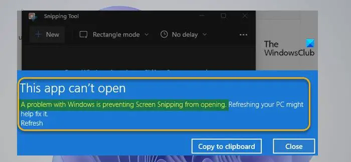 Ein Problem Mit Windows Verhindert Das Öffnen Von Screen Snipping