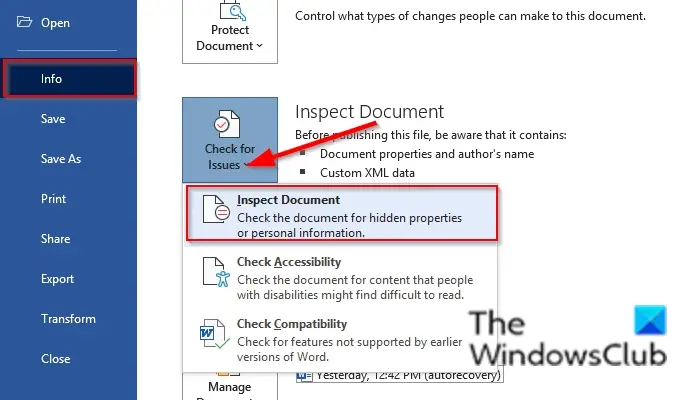 Where Is The Document Inspector In Word 2010 Modernlasopa