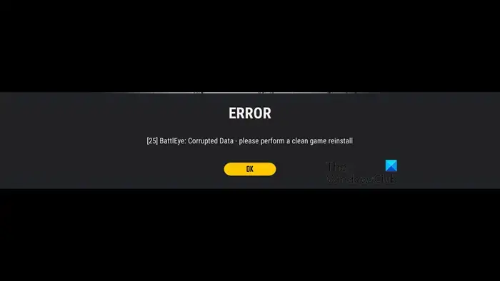 PUBG error [25] BattlEye Corrupted Data