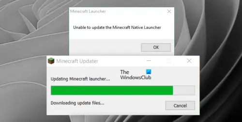 how to fix unable to update the minecraft native launcher