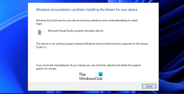 Fix Microsoft Visual Studio Location Simulator Sensor not working