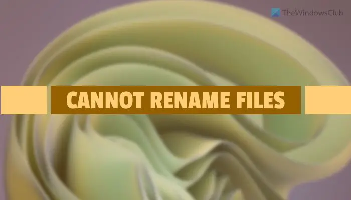 Cannot rename files in Windows 11/10