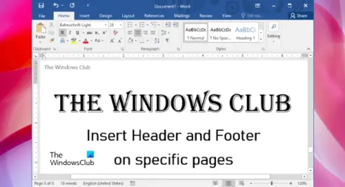 how-to-put-headers-and-footers-on-certain-pages-in-word