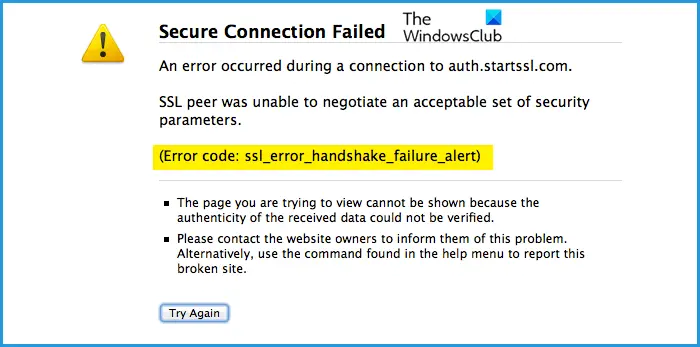 Исправить код ошибки: SSL_ERROR_HANDSHAKE_FAILURE_ALERT