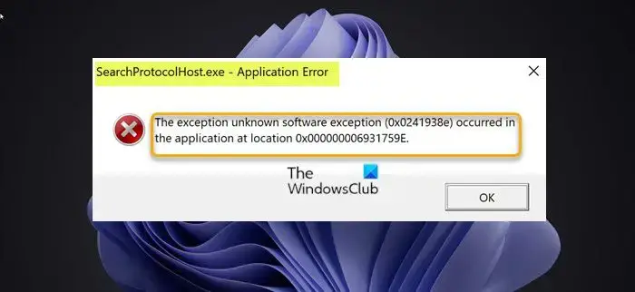 SearchProtocolHost.exe Application Error