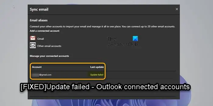 Update Fehlgeschlagen – Outlook-Verbundene Konten