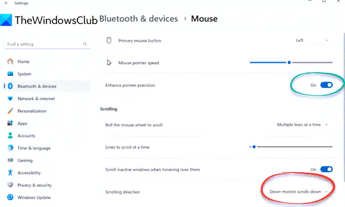 change mouse scrolling direction