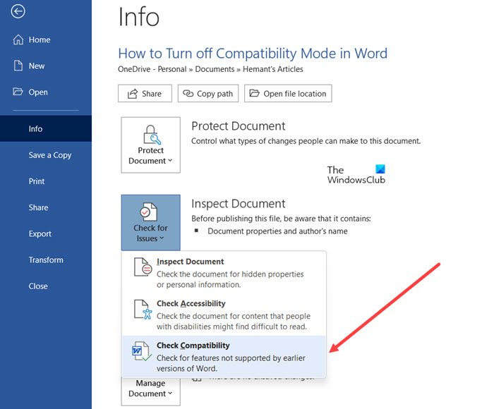 How to Turn off Compatibility Mode in Word