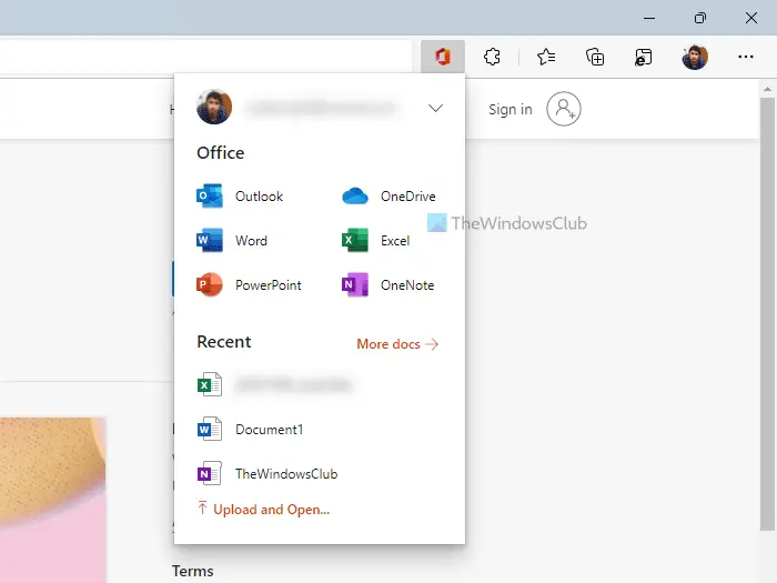 Create Office documents on Edge, Chrome using Office Online extension