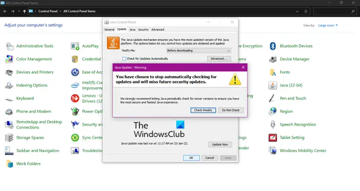 How To Disable Java Update Notification On Windows