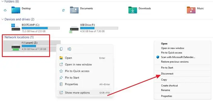 How to remove Network Drive on Windows