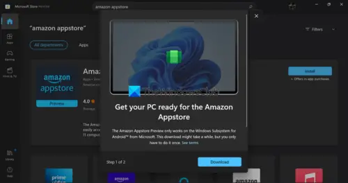 how to download amazon appstore in windows 11