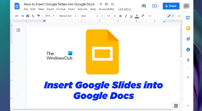 Fügen Sie Google Slides In Google Docs Ein