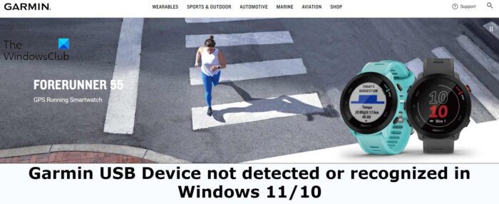 Garmin USB Device detected recognized in 11/10