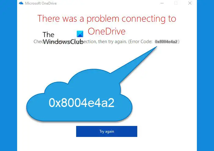 Onedrive-Fehlercode 0X8004E4A2