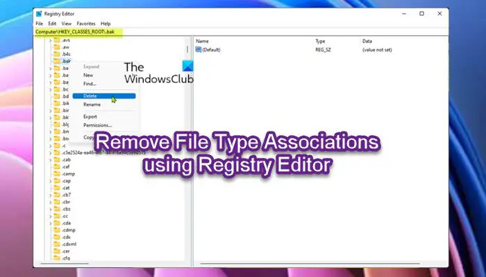 Supprimer Les Associations De Types De Fichiers À L'aide De L'éditeur De Registre