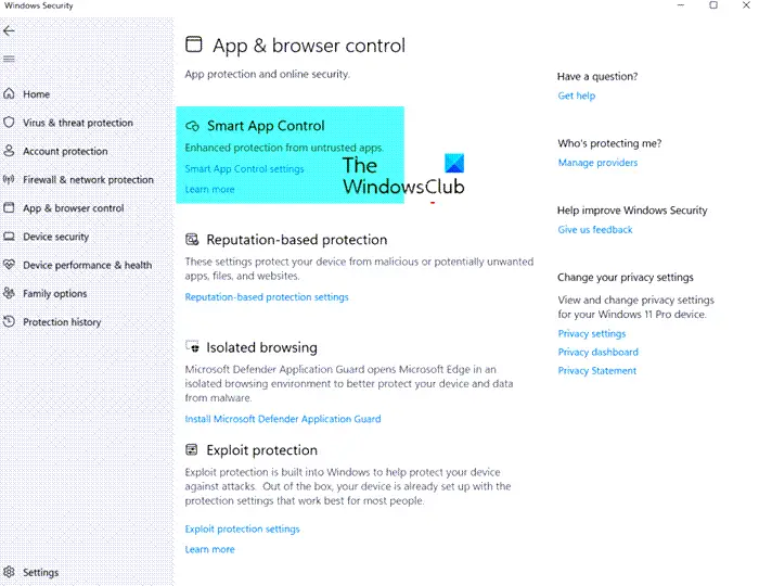 Smarte App-Steuerung Windows 11