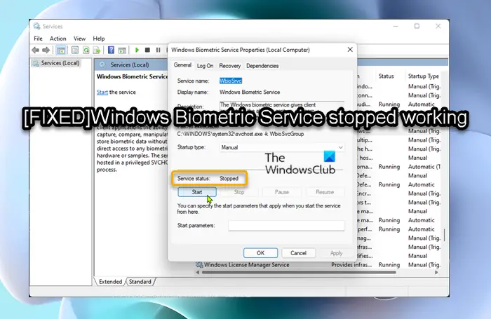 Le Service Biométrique Windows A Cessé De Fonctionner