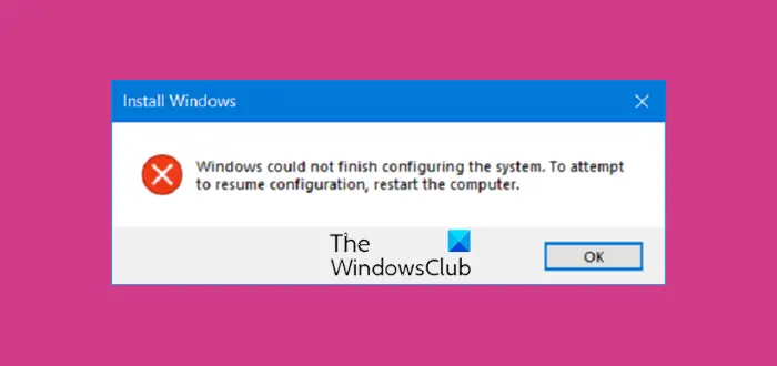 Windows N'A Pas Pu Terminer La Configuration Du Système