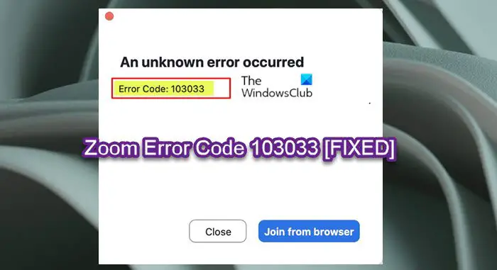 Zoom-Fehlercode 103033