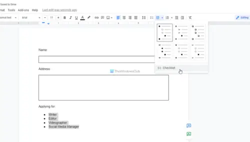 How to create fillable form in Google Docs