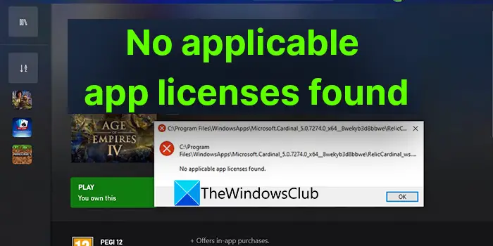 no applicable app licenses found
