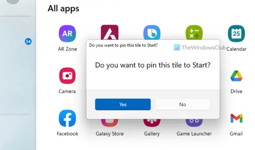 How to pin or unpin Your Phone apps to Start and Taskbar in Windows 11