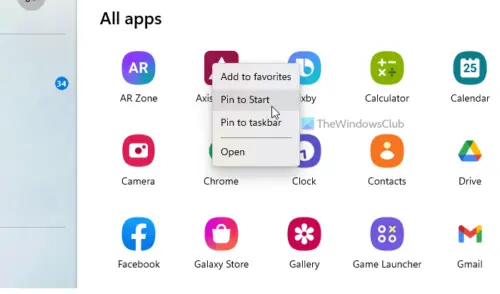 How to pin or unpin Your Phone apps to Start and Taskbar in Windows 11