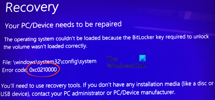 Error 0xc Bitlocker Key Wasn T Loaded Correctly