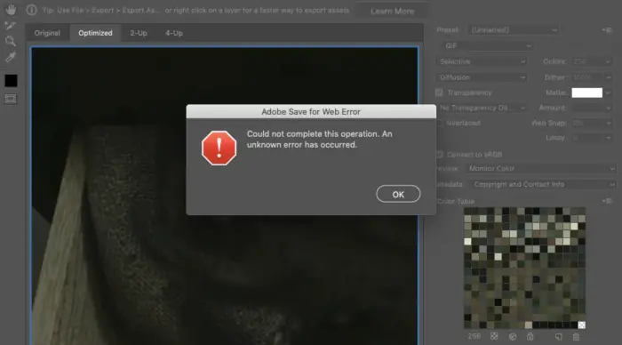 Beheben Sie Den Adobe Save For Web-Fehler