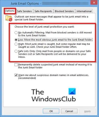 how-to-change-junk-email-protection-level-in-outlook