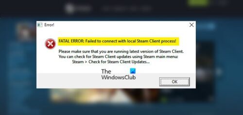 Cs go fatal error failed to connect to local steam client process что делать