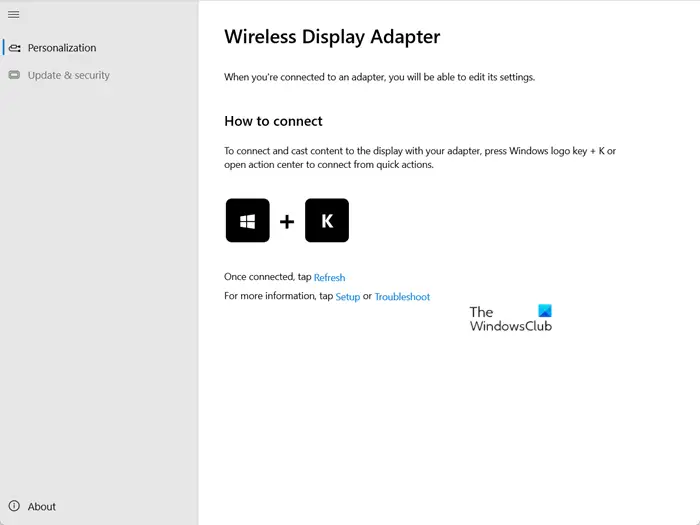 Customization and Configuration for the Microsoft Wireless Display Adapter  in the Windows 8.1 App