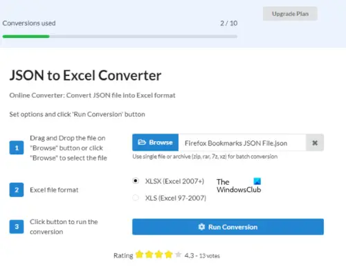 json to excel converter software free download for windows 10