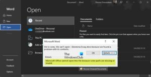 Microsoft office cannot open this file because some parts are missing or invalid что делать