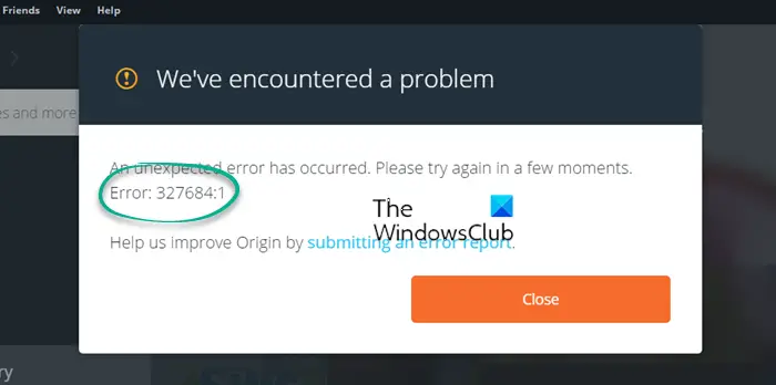 Fix Origin Error 327684:1