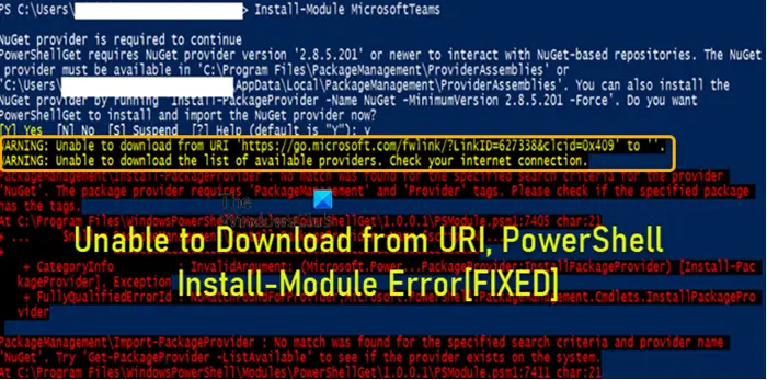 Unable To Download From URI PowerShell Install Module Error