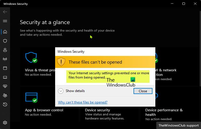 Your Internet Security Settings Prevented One Or More Files From Being 