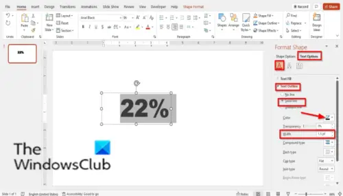 How to fill an area of Text or Shape by a percentage in PowerPoint