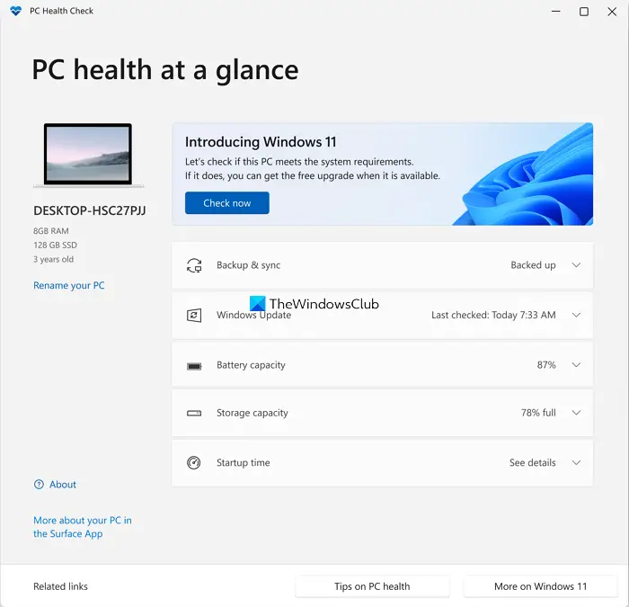 How to use the PC Health Check app - Microsoft Support