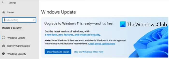 Turn off Windows 11 upgrade notification in Windows 10