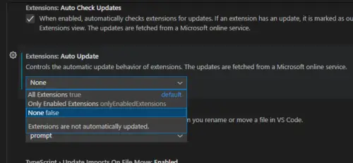 How to disable VS Code Auto Update