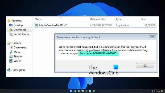 Correction De L'erreur De Mise À Niveau Windows 0X80072F8F - 0X20000