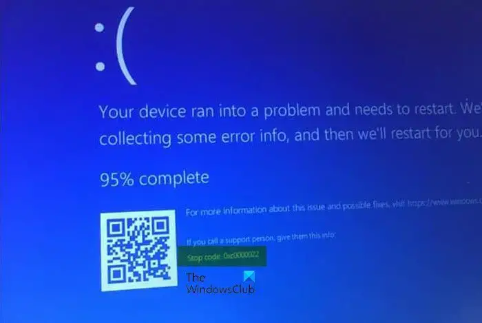 Blue Screen Stop Code 0xc0000022