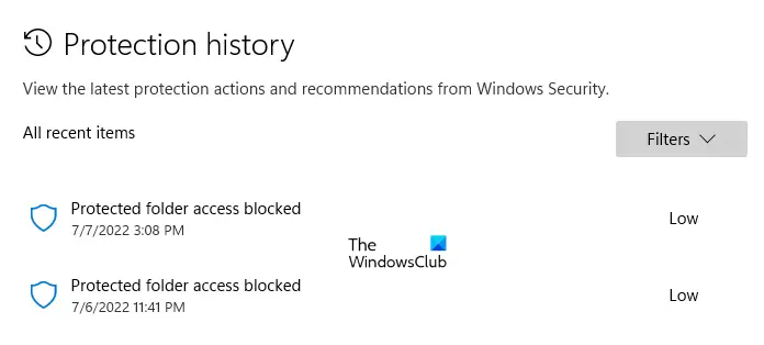 Modifier L'heure D'effacement De L'historique De Protection De La Sécurité Windows